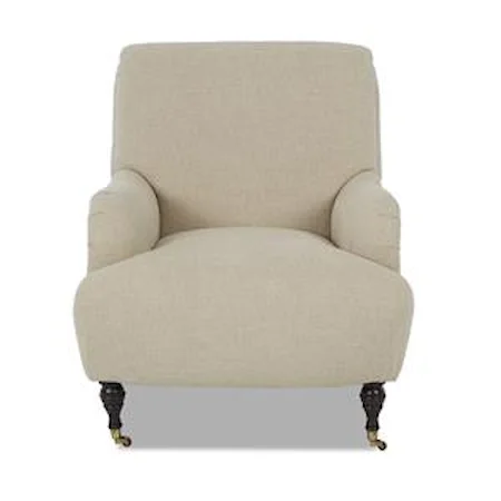 Traditional Accent Chair with Rolled Arms and Casters